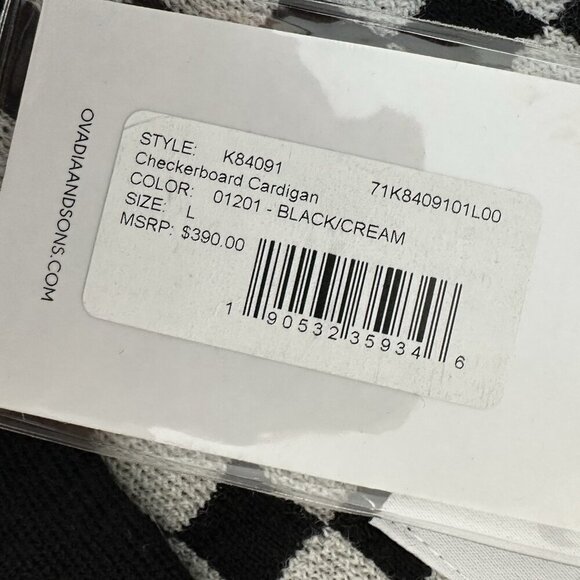 Ovadia & Sons Cardigan Sweater Checkerboard Wool Large - Picture 12 of 12